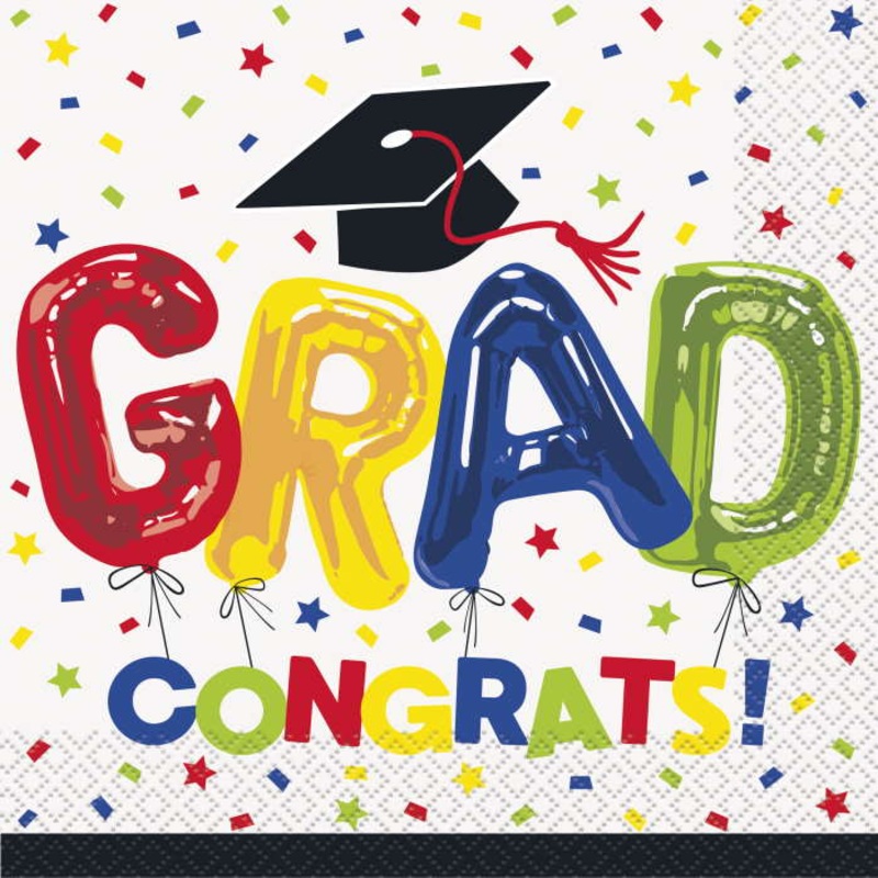 Graduation Napkins - Colourful Pack of 16