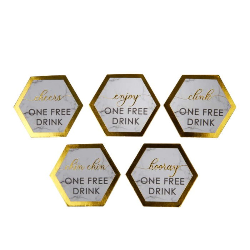 Grey | Marble Wedding Drinks Tokens Pack of 25
