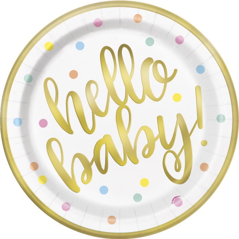Hello Baby Paper Plates Pack of 8