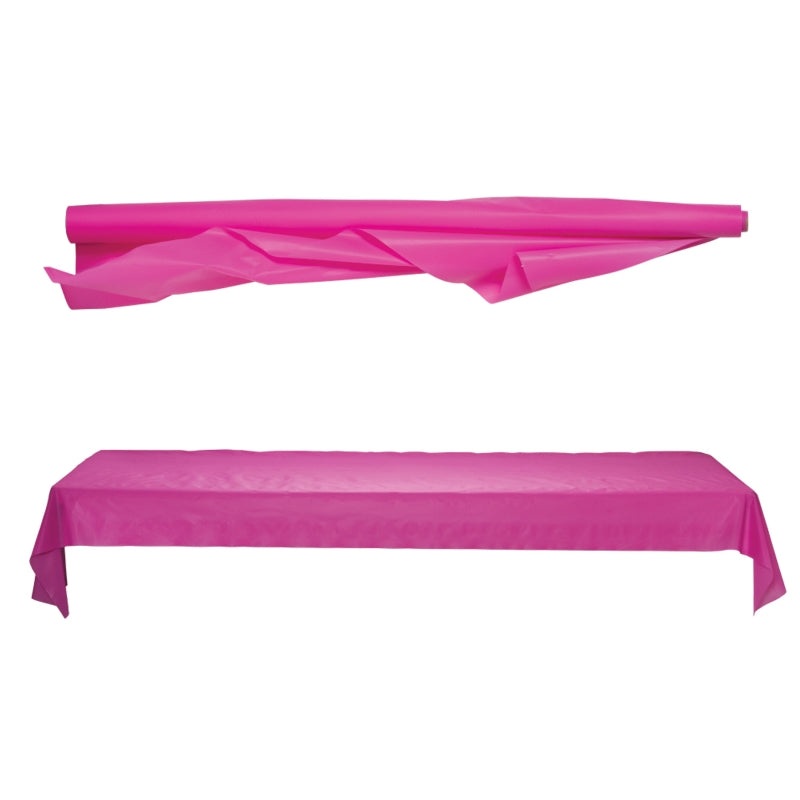 Hot Pink Plastic Party Tablecover Runner | Roll - Buy Online