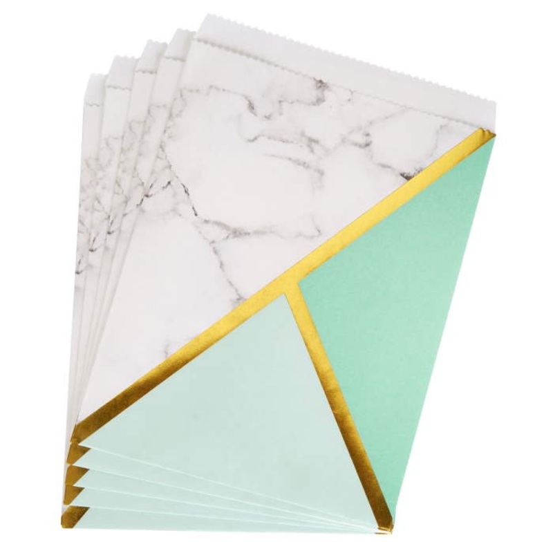 Marbled Mint Green Paper Bags for Sweets Pack of 25