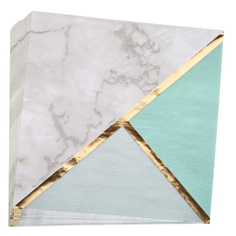 Mint Green | Marble Napkins | Serviettes Pack of 16