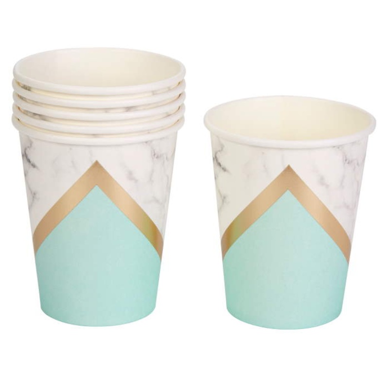 Mint Green | Marble Paper Cups Pack of 8