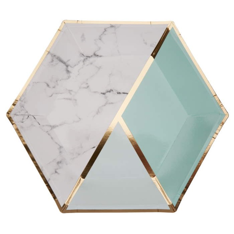 Mint Green | Marble Paper Plates 27cm Pack of 8