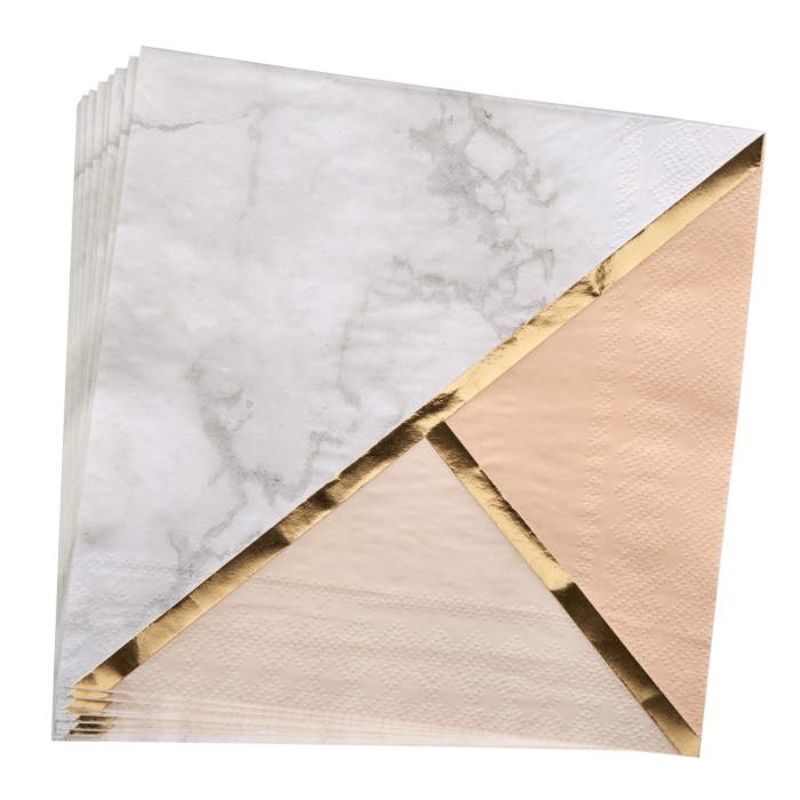 Peach | Marble Napkins | Serviettes Pack of 16