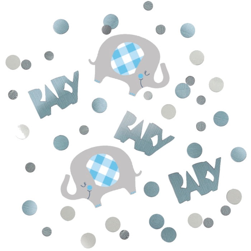 Blue Elephant Baby Shower Confetti