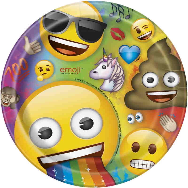 Emoji Rainbow Fun Party 23cm Plates Pack of 8