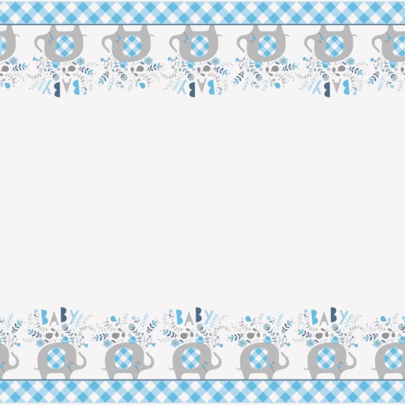 Floral Blue Elephant Baby Shower Table Covers