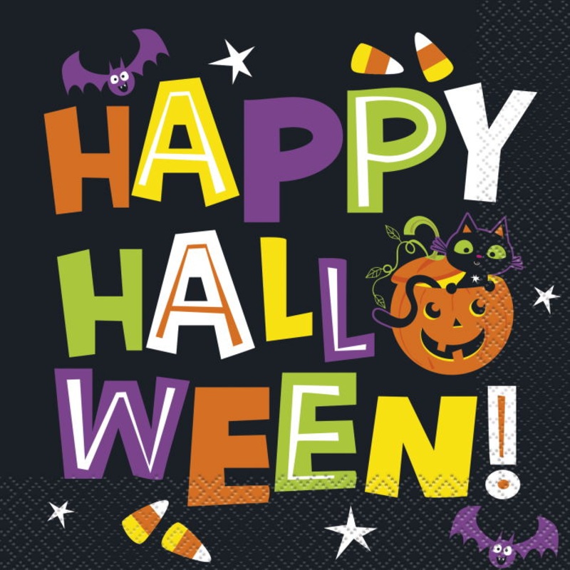 Halloween Napkins - Cat and Pumpkin Pack of 16
