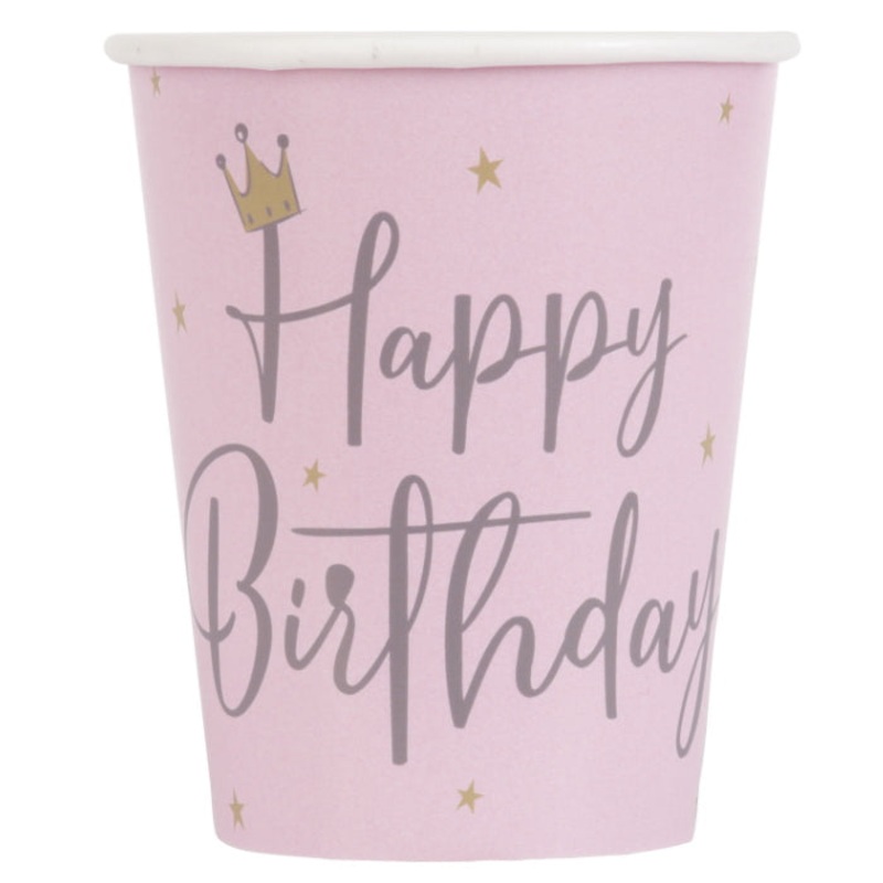 Pink and Gold Ballerina Party Cups Pack of 8
