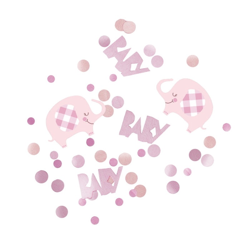 Pink Floral Elephant Baby Shower Confetti