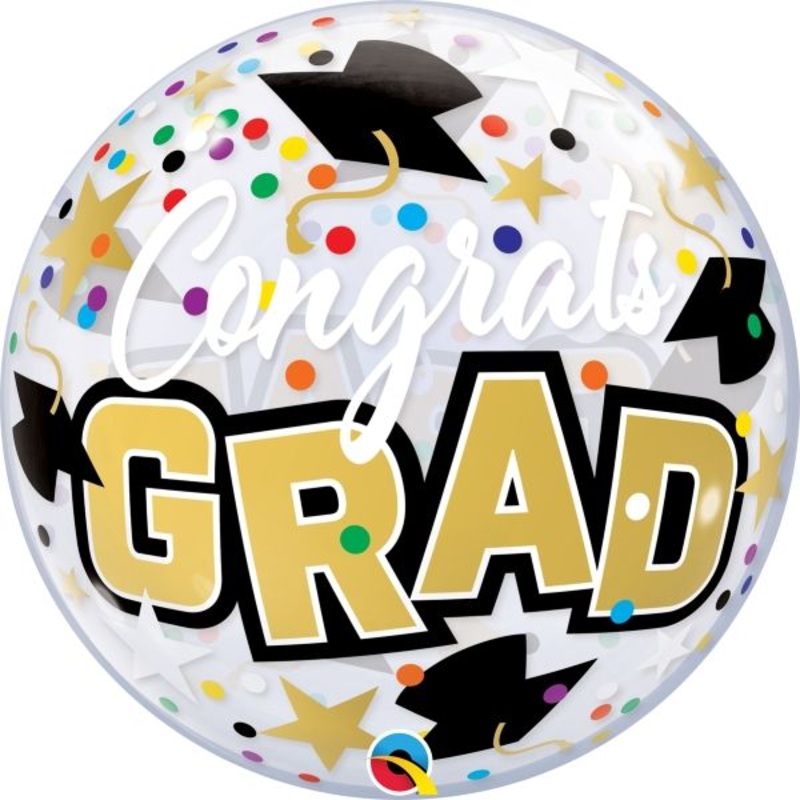 Black and Gold Graduation Bubble Balloon