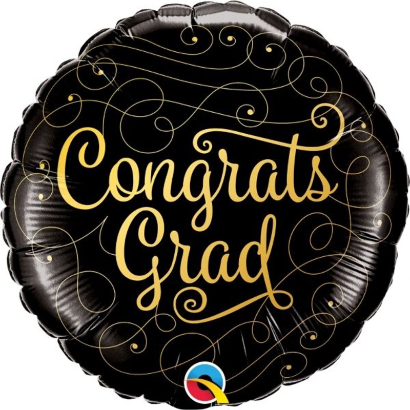 Black and Gold Graduation Foil Balloon
