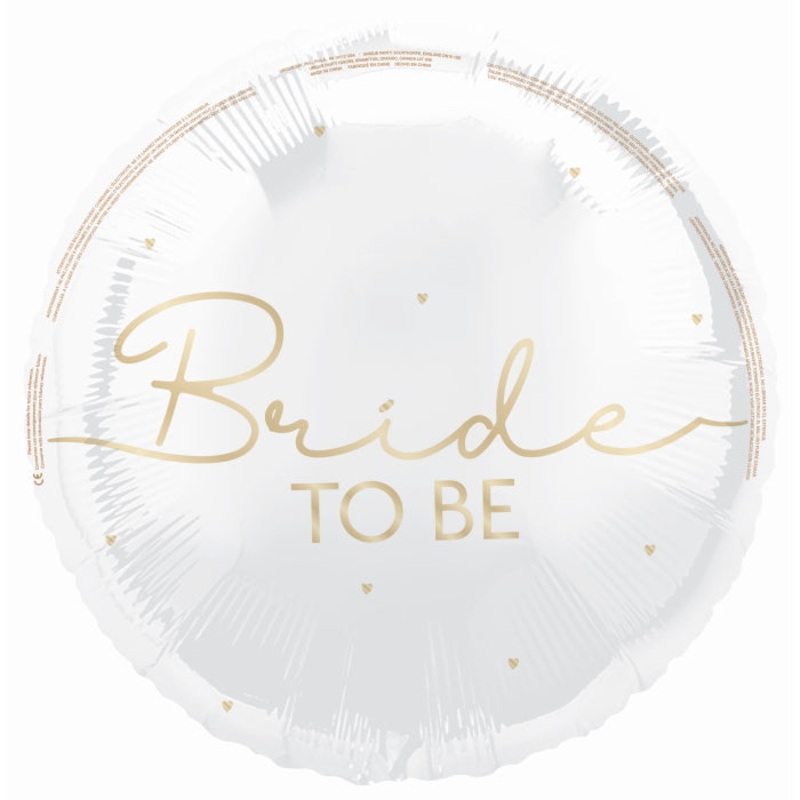 White and Gold Bride to Be Foil Balloon 18 inches