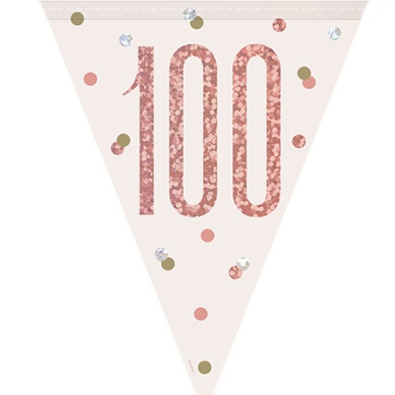 Rose Gold 100th Birthday Bunting