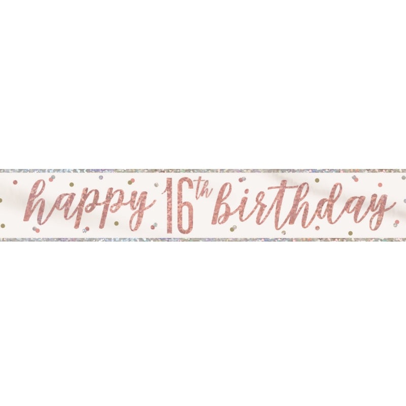Rose Gold 16th Birthday Foil Banner