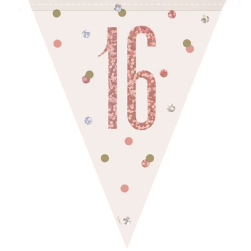 Rose Gold Glitz 16th Birthday Bunting