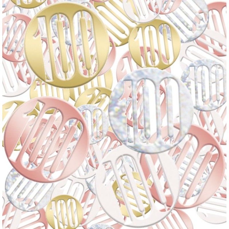 Rose Gold Holographic 100th Birthday Table Confetti | Decoration - Buy Online