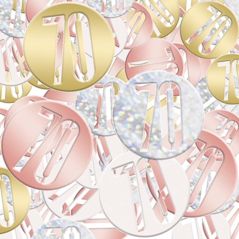 Rose Gold Holographic 70th Birthday Table Confetti | Decoration - Buy Online