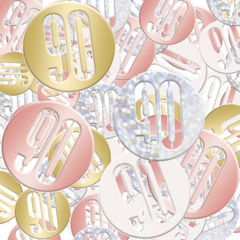 Rose Gold Holographic 90th Birthday Table Confetti | Decoration - Buy Online