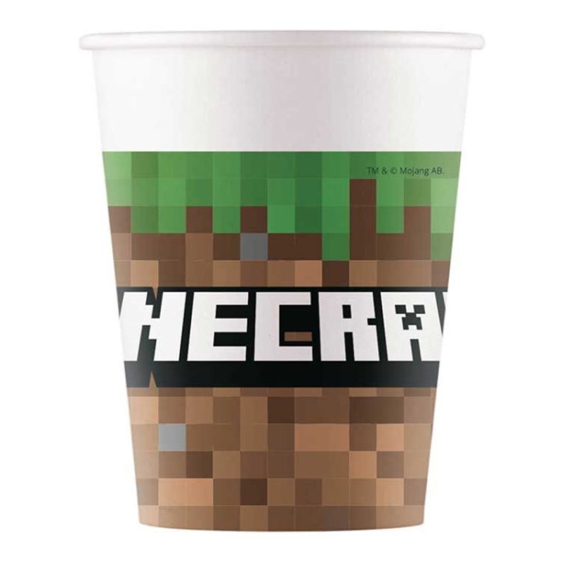 Minecraft Paper Party Cups 200ml Pack of 8