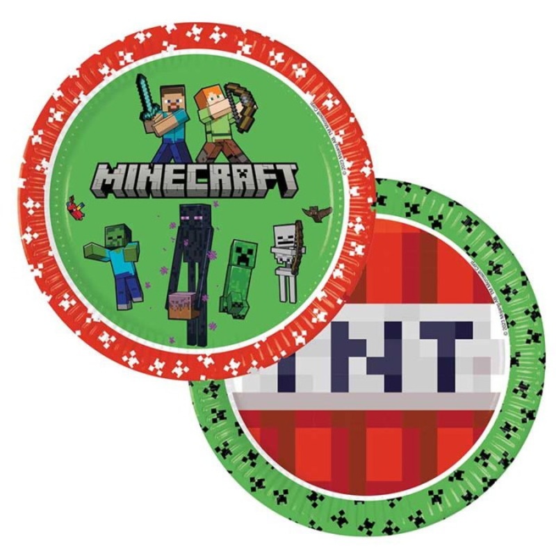 Minecraft Party Plates Paper 23cm Pack of 8
