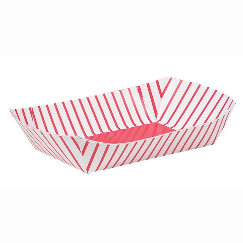 Red and White Striped Paper Snack Tray 4 Pack