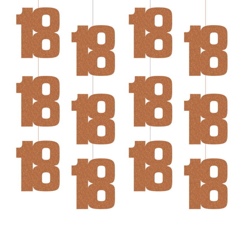 Rose Gold 18th Birthday Hanging String Decorations 6 Pack
