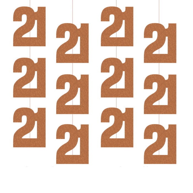Rose Gold 21st Birthday Hanging String Decorations 6 Pack