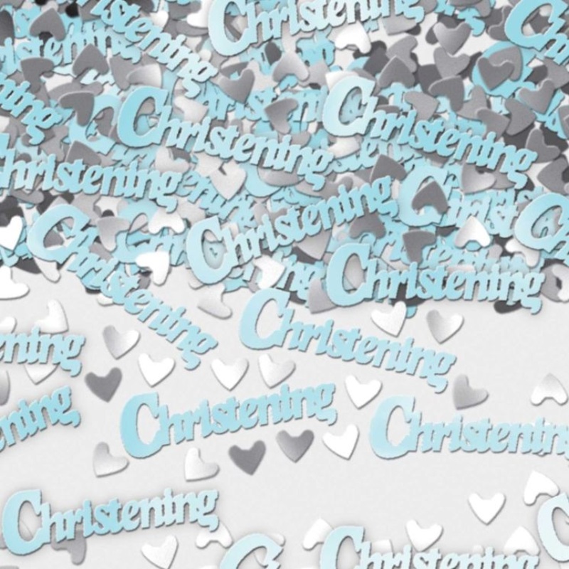 Blue Christening Confetti Hearts