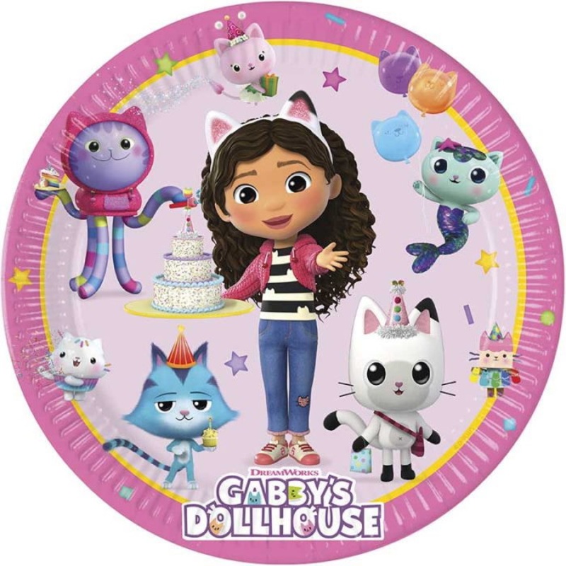 Gabby's Dollhouse Paper Party Plates 23cm Pack of 8