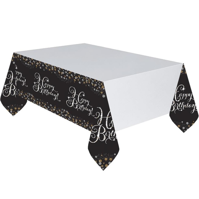 Gold Sparkling Happy Birthday Tablecloth