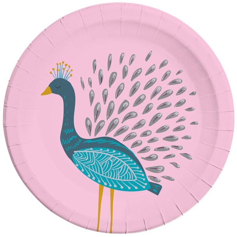 Peacock 23cm Party Plates Pack of 8