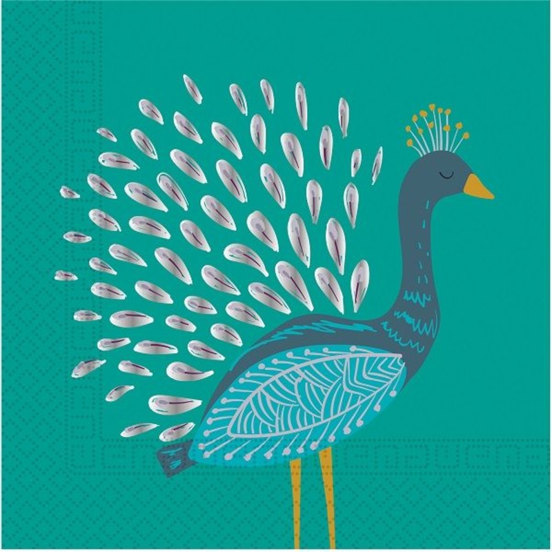 Peacock Party Napkins | Serviettes Pack of 20