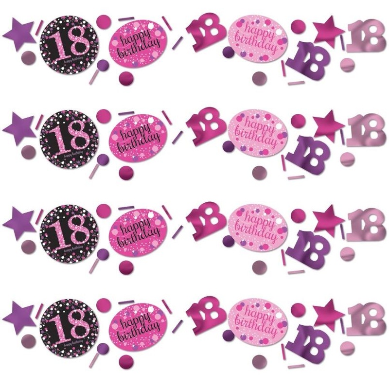 Pink & Black 18th Birthday Table Confetti