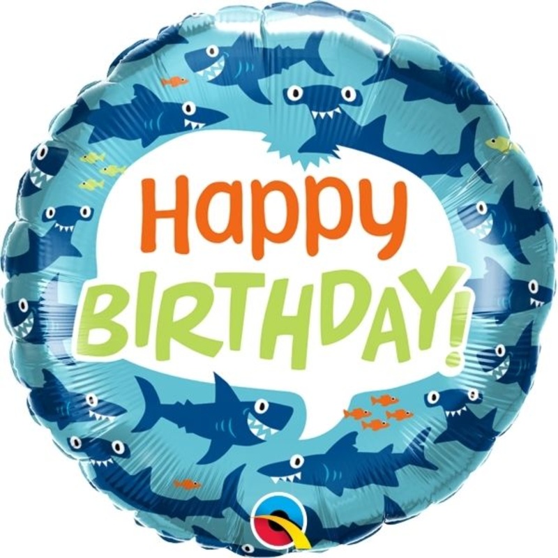 Shark Happy Birthday Foil Balloon