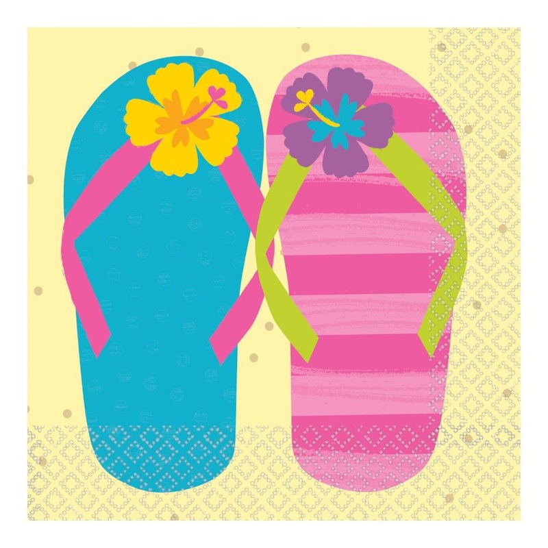 Just Chillin Flip Flop Party 33cm Napkins | Serviettes Pack of 16