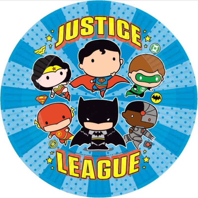 Justice League Cartoon 23cm Party Paper Plates Pack of 8