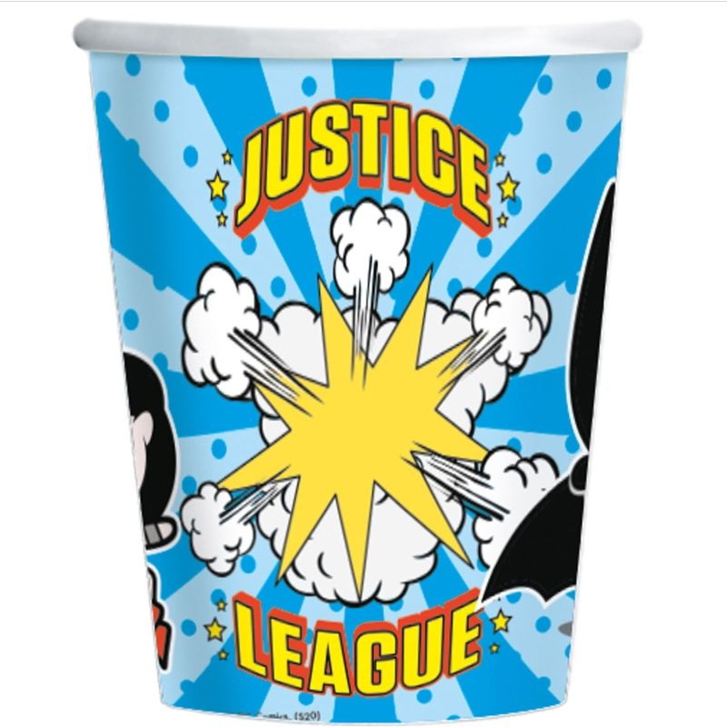 Justice League Cartoon Paper Party Cups Pack of 8