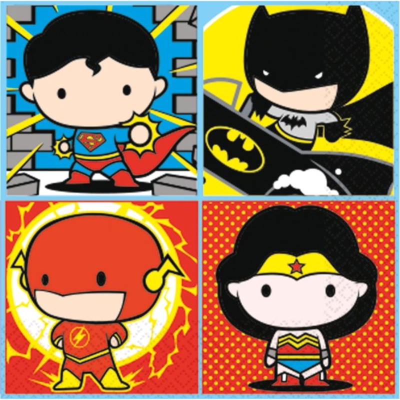Justice League Cartoon Party Napkins | Serviettes Pack of 16
