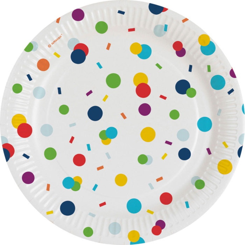 Rainbow Small Party Plates - Confetti Pack of 8