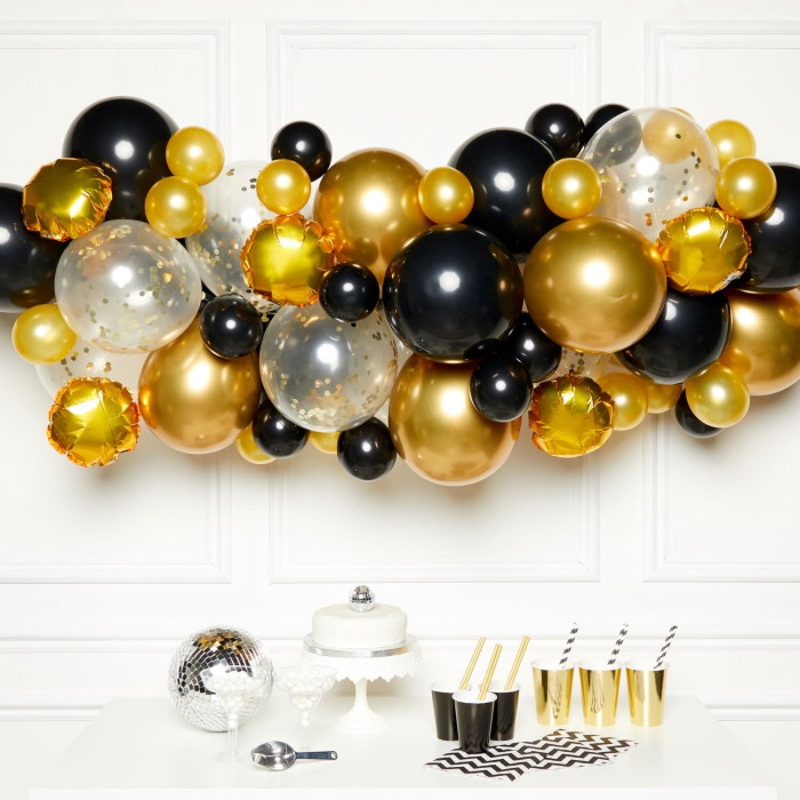 Black and Gold Balloon Garland Kit