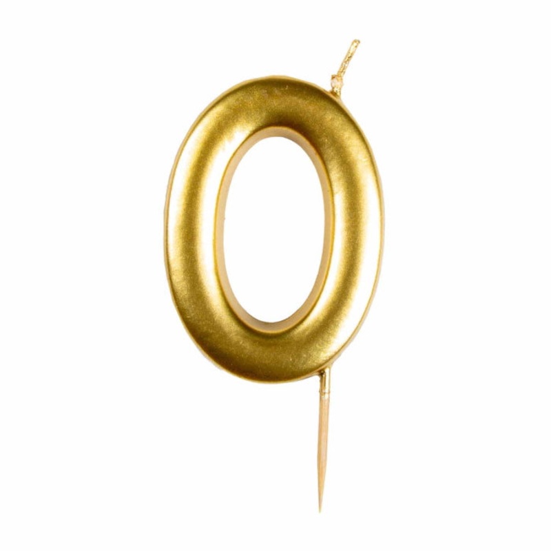 Gold Metallic Number 0 Cake Candle