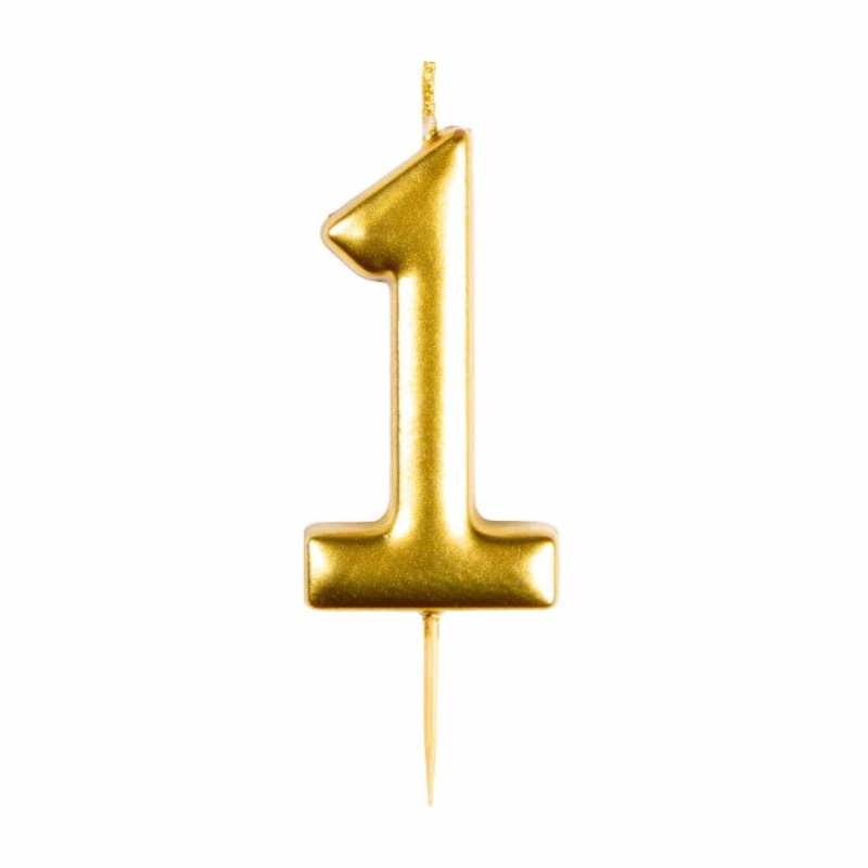 Gold Metallic Number 1 Cake Candle