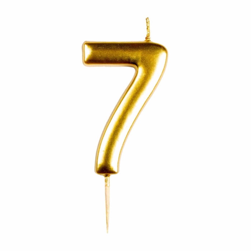 Gold Metallic Number 7 Cake Candle