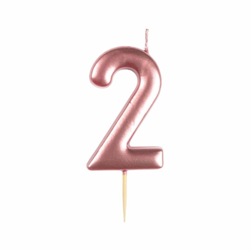 Metallic Rose Gold Number 2 Cake Candle