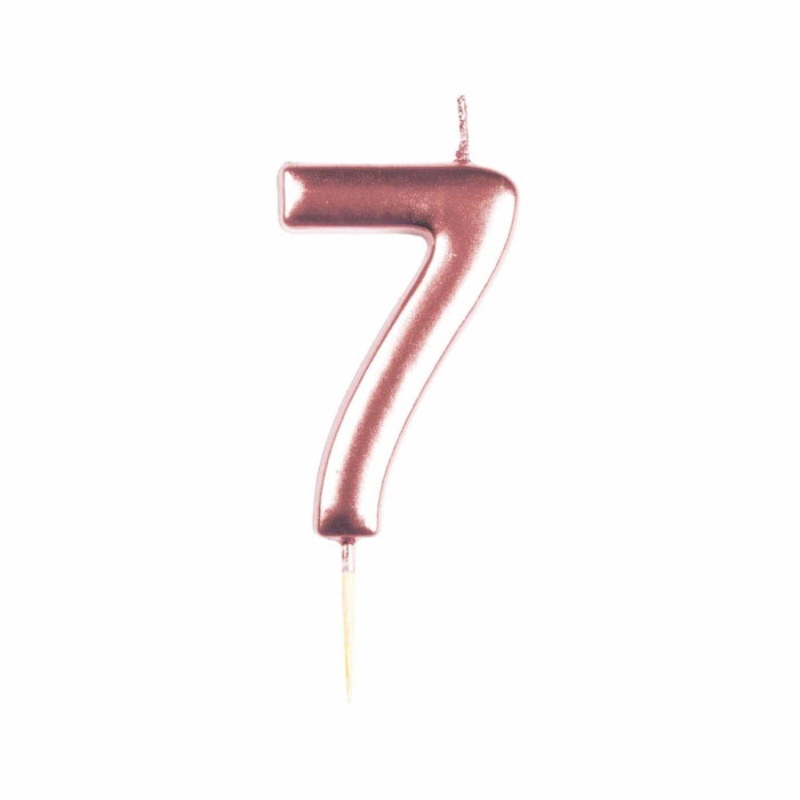 Metallic Rose Gold Number 7 Cake Candle