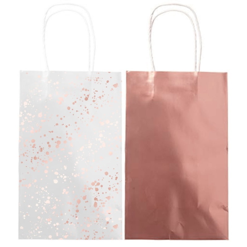 Metallic Rose Gold Party Bags Pack of 8