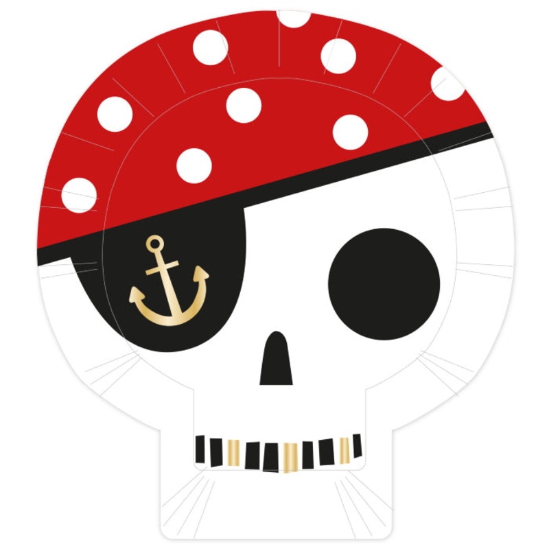 Paper Plate Pirate Face Skull Pack of 8