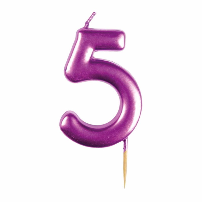 Pink Metallic Number 5 Cake Candle
